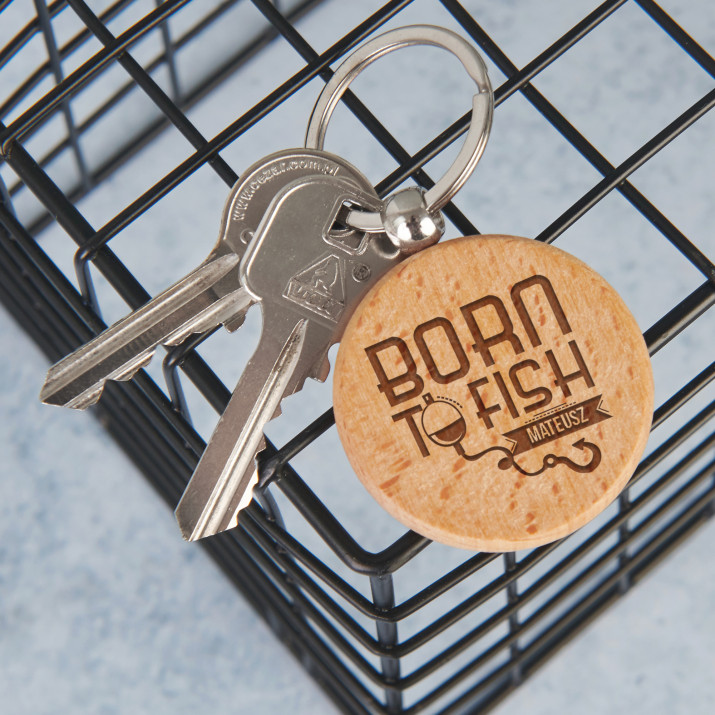 Born to fish - Brelok drewniany